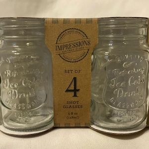 Impressions Mason Jar Style 5 oz Shot Glasses with Handles Set of 4. Brand New